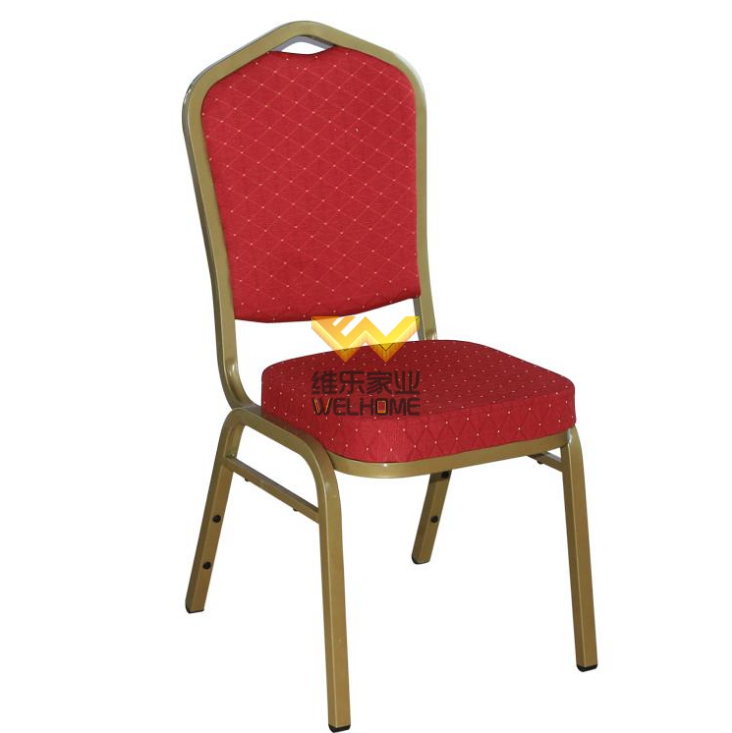 Red seat metal stackable banquet chair for meetings/events